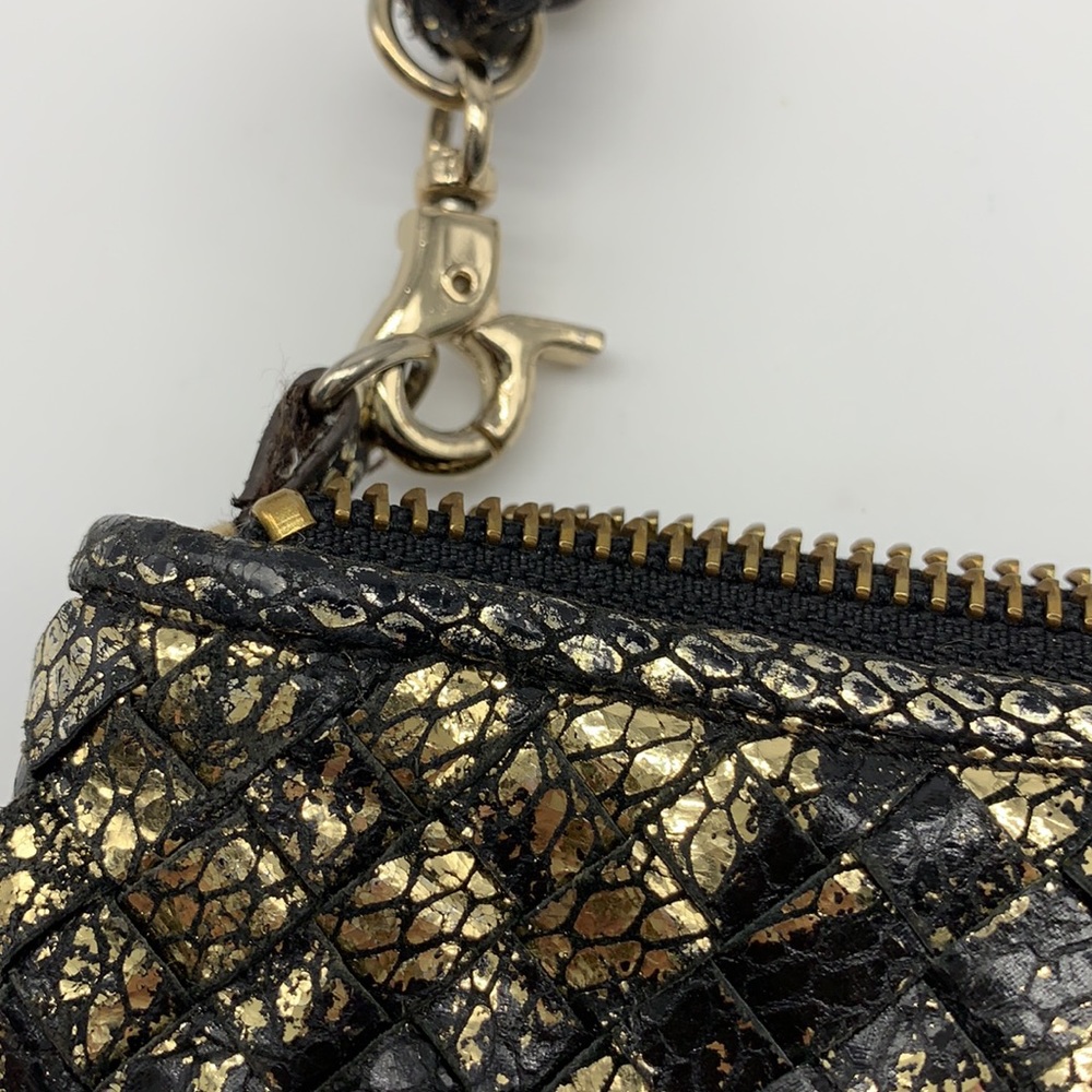 Elliott Lucca Black and Gold Leather Woven Crossbody Bag - Picture 3 of 8